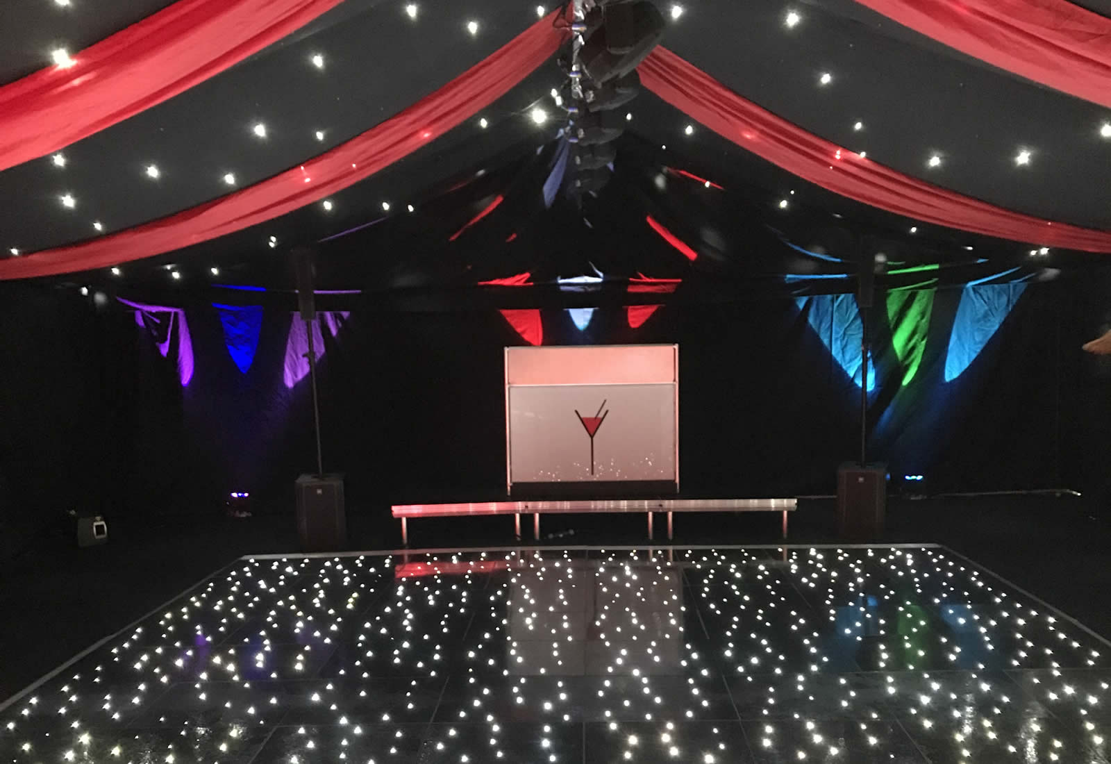 Black marquee LED dance floor