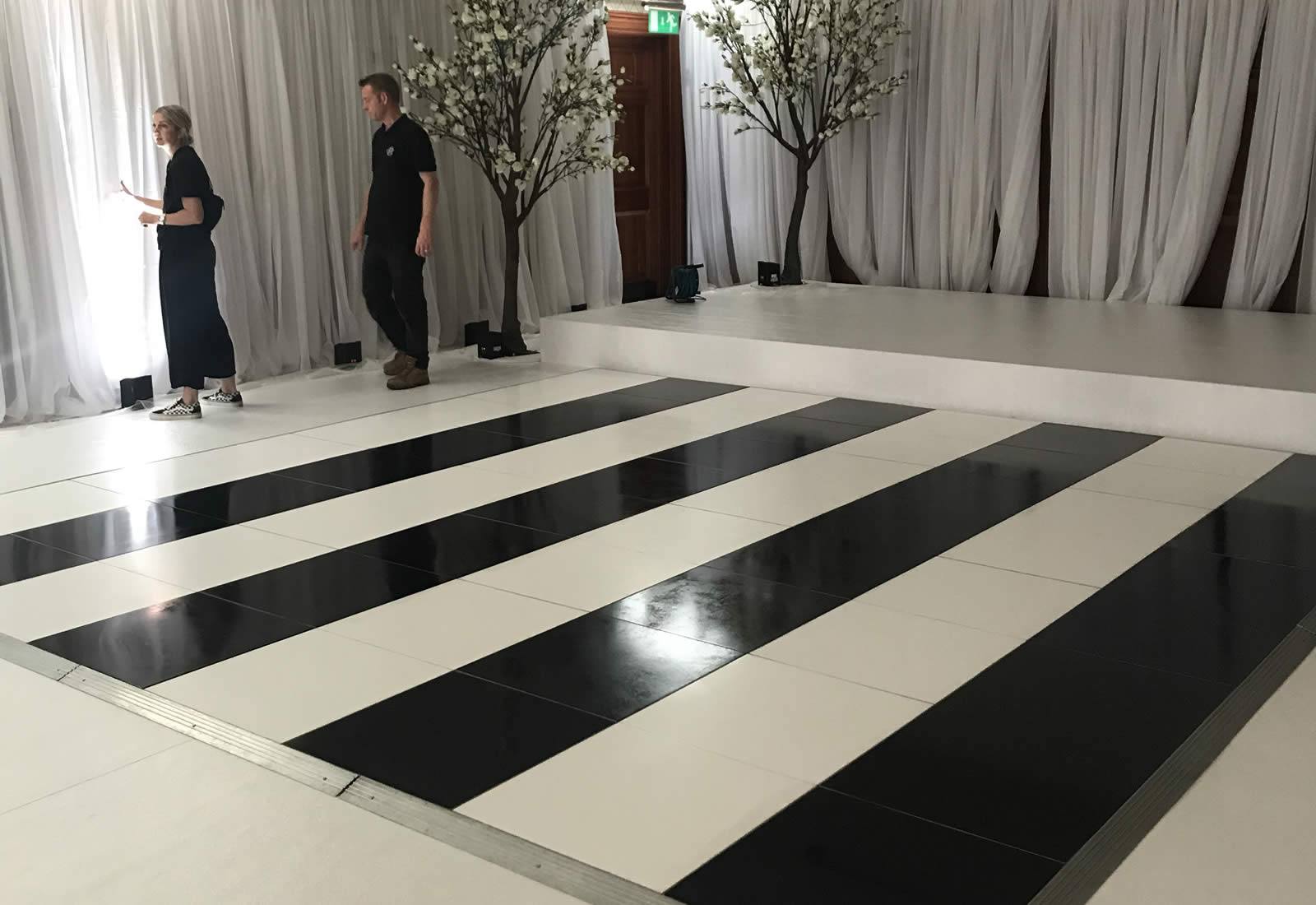 Black and white stripe dance floor
