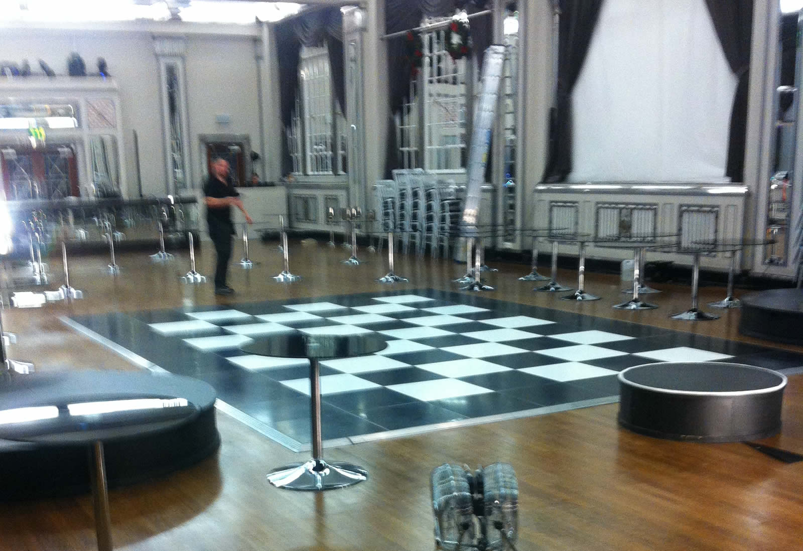 Black and white venue floor